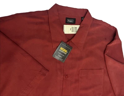 Camisa Haggar "Trabajo a Fin de Semana" 2XX Para Hombres Botón Frontal Manga Corta Bolsillo Nueva con Etiquetas Foto 1 de 4