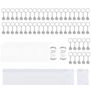 50PCS Religious Metal Keychain Set with Organza Drawstring Bag For Wedding - Picture 1 of 8