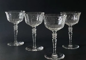 4 Libbey Rock Sharpe Fernwood Tall Champagne Sherbet Cocktail Glasses 5-7/8" - Picture 1 of 6