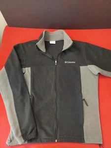 Columbia Full Zip Fleece Jacket Men's Medium Black & Gray - Picture 1 of 13