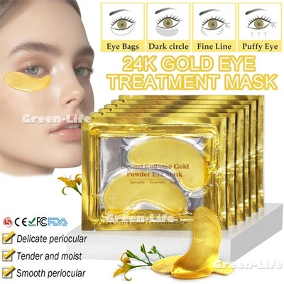 Under Eye Gel Pad 20Pcs Crystal Collagen 24K Gold Face Mask Anti Aging Wrinkle - Image 1 of 4