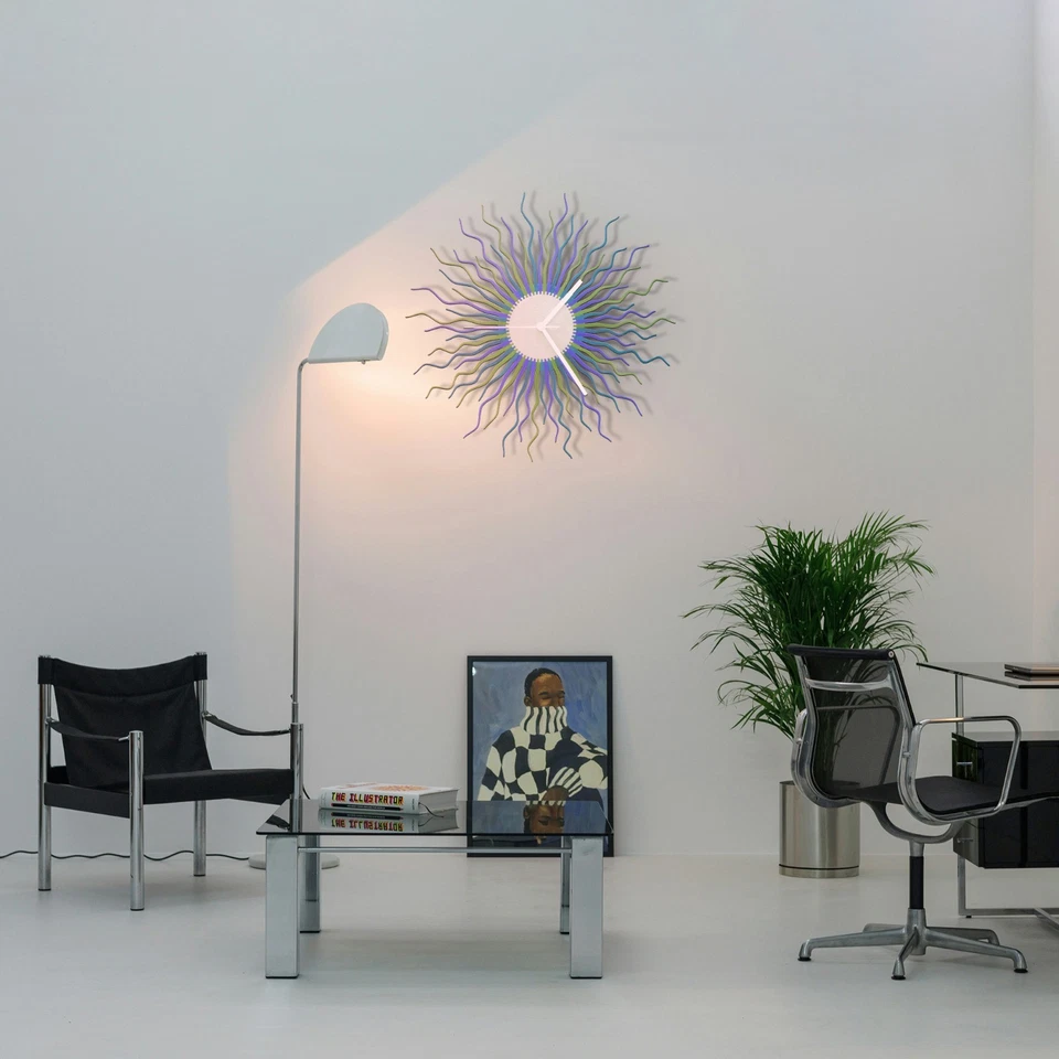 Medusa grapevine - original design sunburst wall clock in blue / green - Image 1 of 4