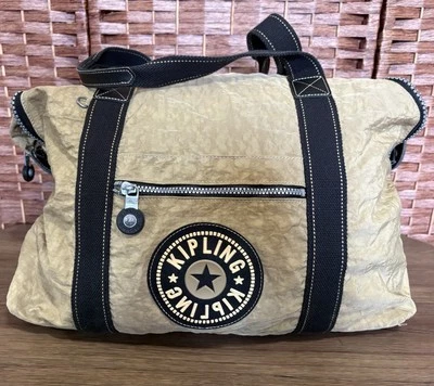 Bolso de Lona Grande Kipling De Colección Viaje Nylon Cremallera Bronceado Fin de Semana LEER Foto 1 de 4