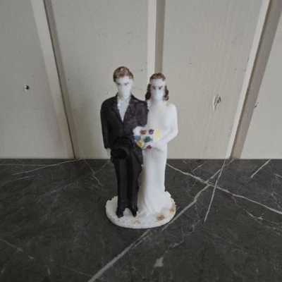 1930's Wedding Cake Topper Bride and Groom Bisque Vintage  - Image 1 of 4