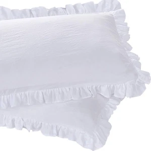 Queen's House Ruffled Pillow Shams Standard White Shabby Set of 2 Farmhouse P... - Foto 1 di 6