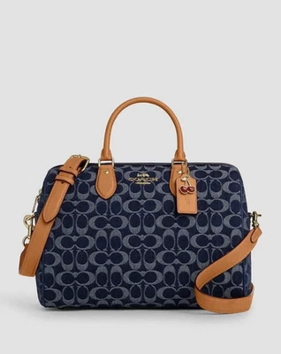 Bolso Cartera Grande Coach Rowan Nuevo con Etiquetas en Lona Denim Signature CY699 Grande Foto 1 de 4