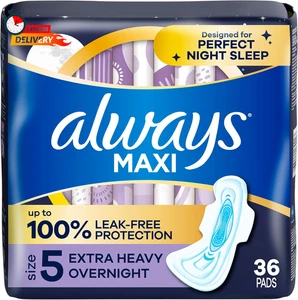 Always Maxi Overnight Pads mit Flügeln für Damen, Größe 5, extra schwer Overnight A - Bild 1 von 9