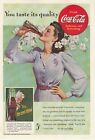 1942 Coca Cola Print Ad WWII Era Taste it's Quality Purple Dress Coke Dogwood Only $12.95 on eBay