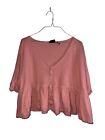 URBAN OUTFITTERS Out From Under Women?s Crop Top Oversize Blush Pink Shirt Sz S