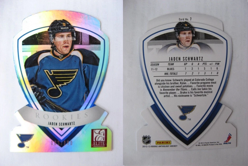 2012-13 Panini Rookie Elite Status Die-Cut Jaden Schwartz 003/100 3/9 RC RARO Foto 1 de 1