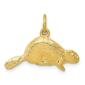 Real 14kt Yellow Gold Beaver Charm - Picture 1 of 6