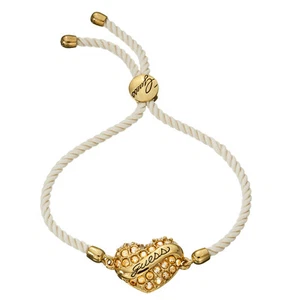 GUESS Handkette UBB21221 - vergoldetes Armband mit beigefarbener Textilkordel - Picture 1 of 1