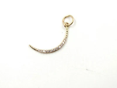 14K Solid Gold Crescent Diamond Moon Pendant Symbol OF Love Christmas Gift. - Image 1 of 4