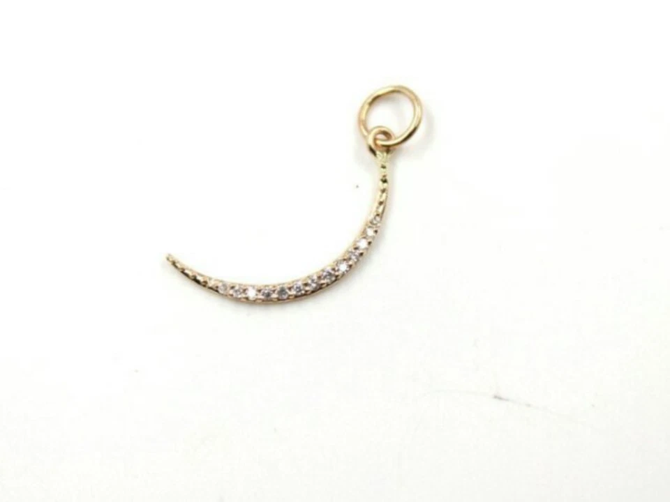 Colgante Luna Diamante Media Luna Oro Sólido 14K Símbolo DE Amor Regalo Navidad. Foto 1 de 4