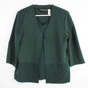Vintage Sag Harbor Dress Women's Green Suit Blazer w/ Attached Undershirt Size 8 - Picture 1 of 5