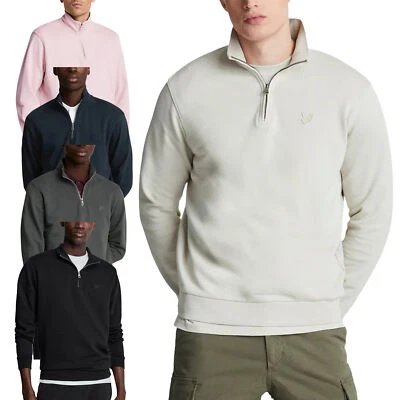 Lyle & Scott ML2022TON Tonal Eagle Half Zip Mens High Neck Jumper Sweatshirt Top - Image 1 of 4