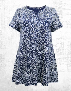 Ex Seasalt Women’s Short Sleeve Riso Top in Leaf Sketch Martime - Picture 1 of 10