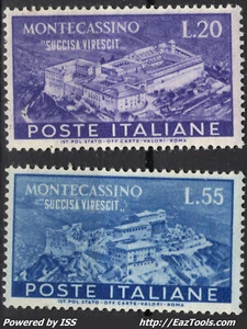 ITALIE RECONSTRUCTION ABBAYE DU MONT CASSIN N° 602/603 NEUF ** SANS CHARNIERE - Picture 1 of 2