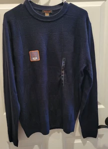 Docker's Men's Pullover Crew Neck Navy Textured Sweater Medium New - Picture 1 of 3