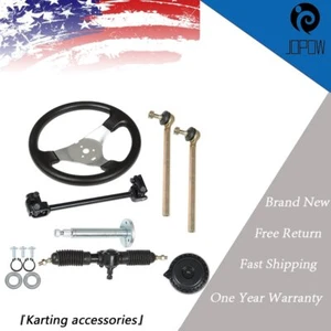 Steering Wheel Kit Gear Rack Pinion Adjustable Shaft Set For Go Kart Cart 110cc - Foto 1 di 9