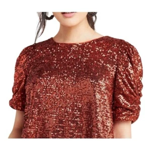 Anthropologie DR2 Daniel Rainn Marie Copper Sequin Top Women Plus Size XXL NWOT - Picture 1 of 12