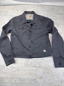 Carhartt Jacket Women Medium Gray Canvas Everyday Trucker Ladies M (8/10) - Picture 1 of 9