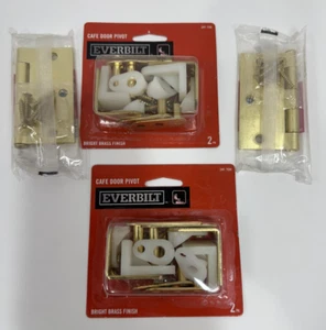 2 - Everbilt Cafe/Louvered Door Pivot Set-Brass For 3/4"-1-1/8" Doors-Hinges inc - Picture 1 of 3