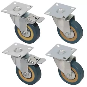 Set ruote girevoli 3 pollici (2 con freni, 2 senza) 360 gradi - Foto 1 di 5