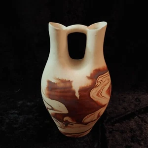 Vintage Nemadji Wedding Vase Large 10 inch Signed Double Spout USA Pottery - Picture 1 of 9