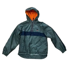 Starter Vintage Gray Blue Windbreaker Jacket Boys Sz Large 14-16 1/4 zip Hooded - Picture 1 of 12