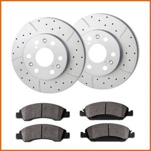 Front Drilled And Slotted Brake Rotors and Brake Pads For 2WD 4WD 4X4 Chevy GMC - Picture 1 of 7