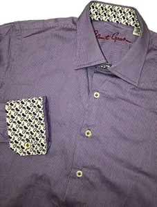 Robert Graham Youth Boys L (14-16) Button Up Purple Paisley Cuffs Preppy Easter - Picture 1 of 11