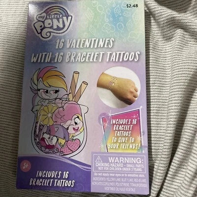 My Little Pony 16 Kids’ Valentine’s Day Cards with Bracelet Tattoos - Image 1 of 2