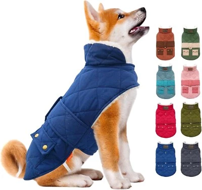 Dog Coats Warm Dog Jacket Winter Windproof Padded Sherpa, Blue, Small - Image 1 of 4