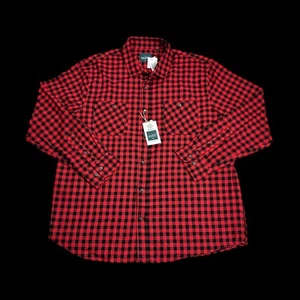 Camisa Bruno Supersoft Para Hombre Talla XL Roja Negra a Cuadros Vintage Franela con Botones - Imagen 1 de 10
