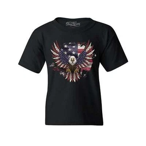 American Bald Eagle USA Flag Youth's T-Shirt 4th of July Shirts - Picture 1 of 5