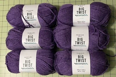 Lot of 6 Big Twist Living Yarn  Color PURPLE MAGIC 199 yds ea #4 weight - Image 1 of 3