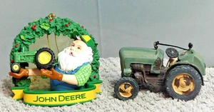 2008 John Deere Christmas Ornament Santa Holding Toy John Deere Tractor - Picture 1 of 1