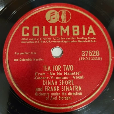 HEAR👂Dinah Shore & Frank Sinatra Tea For Two My Romance Columbia 37528 78 RPM - Image 1 of 4