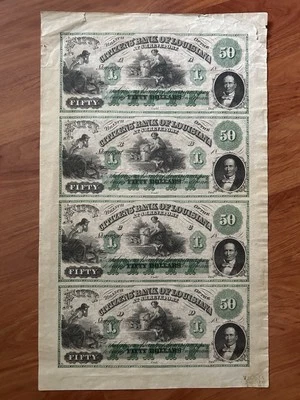 UNITED STATES 1860's Citizens' Bank Of Louisiana, New Orleans - $50 Dollars In U - Image 1 of 4