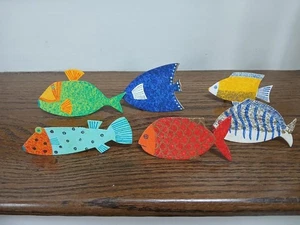 6 CRATE & BARREL METAL TROPICAL FISH NAPKIN RINGS - Picture 1 of 1