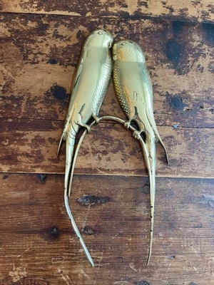 "Arte de pared de latón MCM vintage para colgar periquitos pájaros del amor loros grandes 16,5" X 8""" Foto 1 de 4