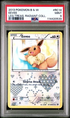 2013 POKEMON LEGENDARY TREASURES EEVEE #RC14 HOLO PSA 9 MINT #114420539 - Image 1 of 2