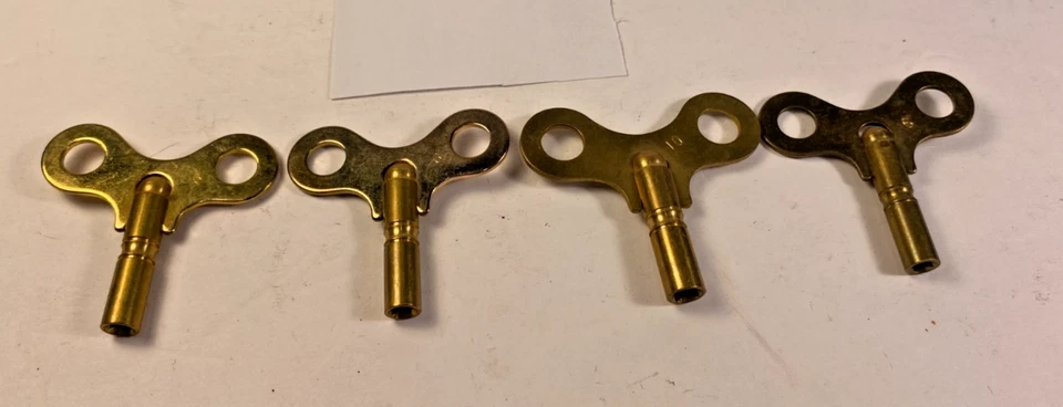 Antique Brass Clock Winding Keys Lot of 4,  Marked #6 - #6 - #6 & #10 Lot #94 - Image 1 of 4