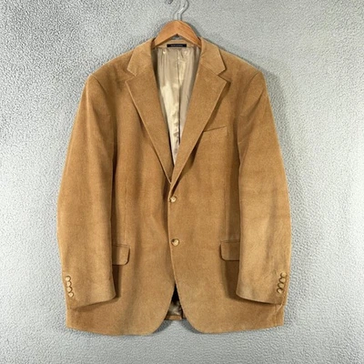 Lands End Blazer Sport Coat Men 46R Tan 2 Button Corduroy Preppy Casual Jacket - Image 1 of 4