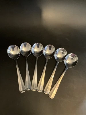 Round Soup Spoons 6 Piece 18/10 Stainless Steel Unbranded Trade Advantage Glossy - Image 1 of 4