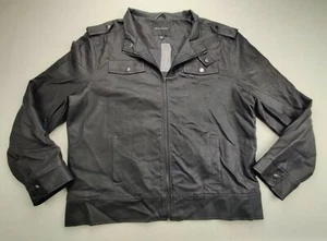 Structure Men's XL Full Zip Pleather Black Jacket 4 Pockets "NEW" - Picture 1 of 12