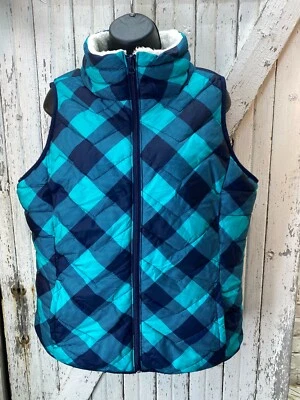 Chaleco SO Talla XL Para Mujer Verde A Cuadros Cremallera Completa Aislado Piel Sin Capucha Forrado Foto 1 de 4