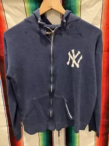 Vintage 70s 80s New York Yankees YOUTH XL Zip Jacket Artex DISTRESSED 20x22 - Picture 1 of 6