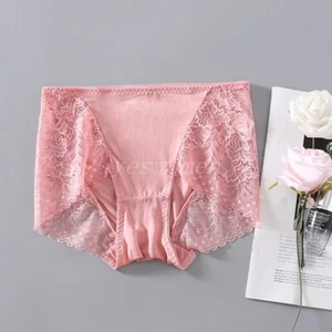 2 Pack Women 100% Silk Lace Underwear Panties Sheer Lingerie Stretchy Panties - Picture 1 of 24